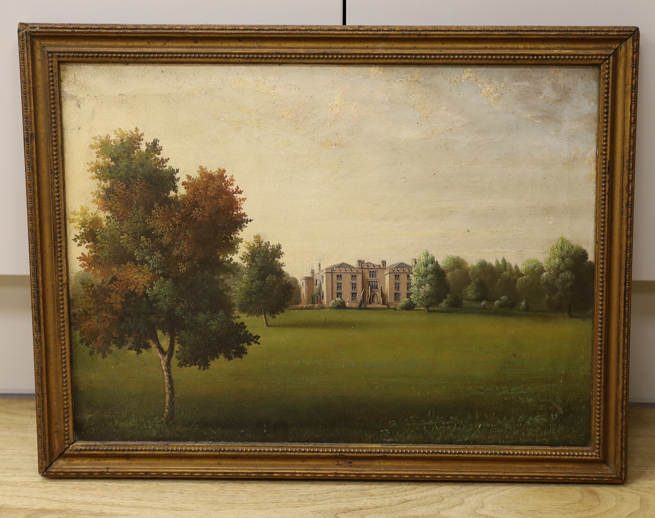 G.R. Gill (19th C.), oil on canvas, View of a country house, signed verso, 32 x 43cm